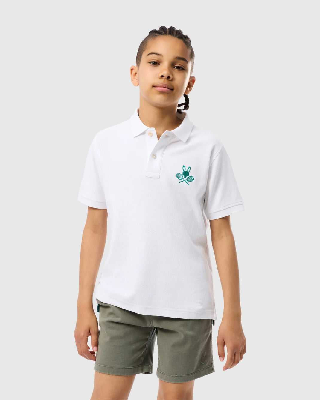 Polos Psycho Bunny Courtside Pique Polo Blanche Enfant | LKC-67870129